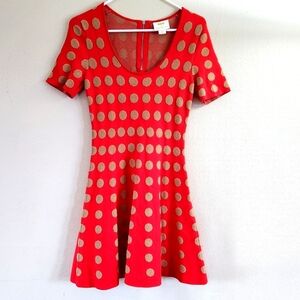 Anthropologie red/orange polka dot sweater dress Size XS Petite